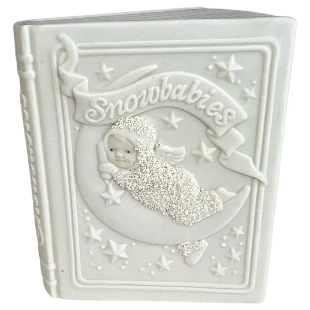 Dept 56 Snowbabies Bank Pennies from‎ Heaven Ceramic Winter Tales Book Shape VTG